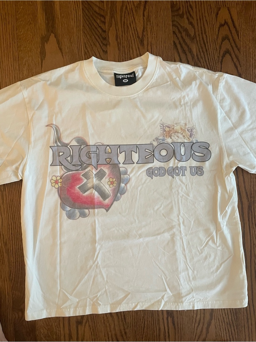 'God Got Us' White Graphic  Tee